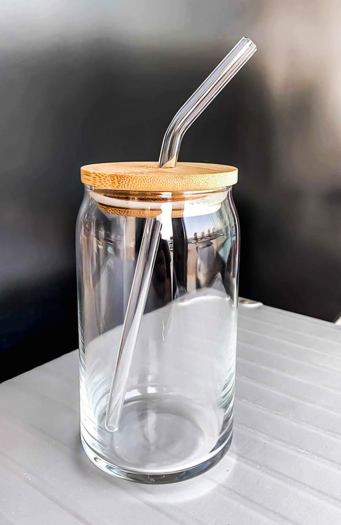 Glass Cups Bamboo Lid Straw, Beer Glass Bamboo Lid Straw