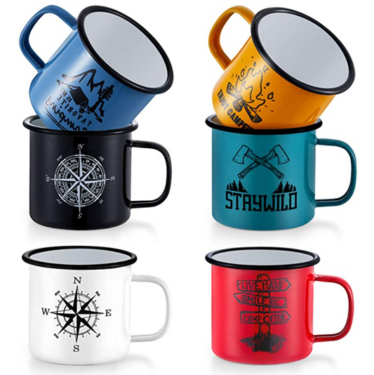 Camping Print Enamel Mugs